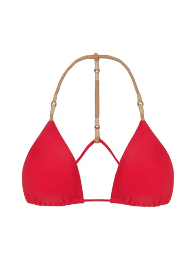 Vix By Paula Hermanny Women's Solid Layla T-back Bikini Top In Red