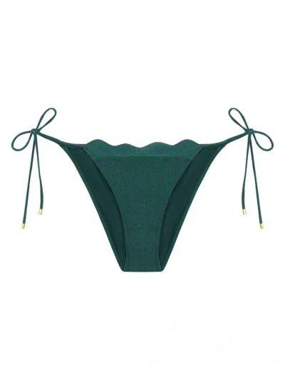 Vix By Paula Hermanny Women's Solid Lou Shimmer Bikini Bottom In Green