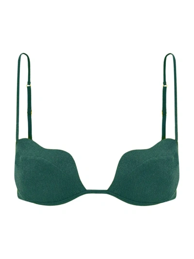 Vix By Paula Hermanny Women's Solid Lou Shimmer Bikini Top In Green