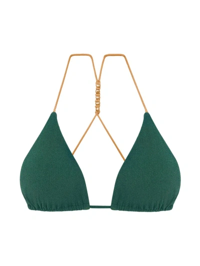 Vix By Paula Hermanny Women's Solid Paige Beaded Bikini Top In Green