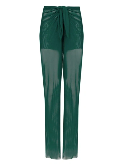 Vix By Paula Hermanny Women's Solid Pareo Wide-leg Mesh Pants In Green