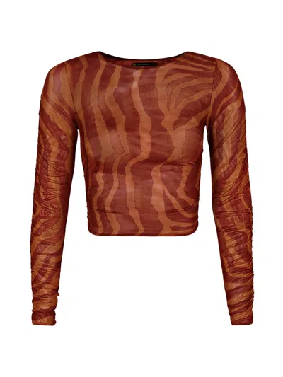 Vix By Paula Hermanny Women's Sundown Mira Striped Crop Top In Brown