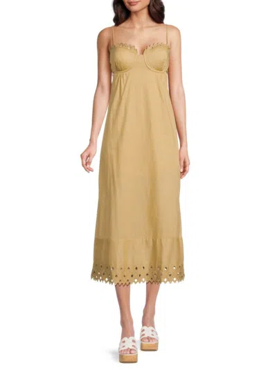 Vix By Paula Hermanny Women's Tess Cutout A-line Midi Dress In Beige