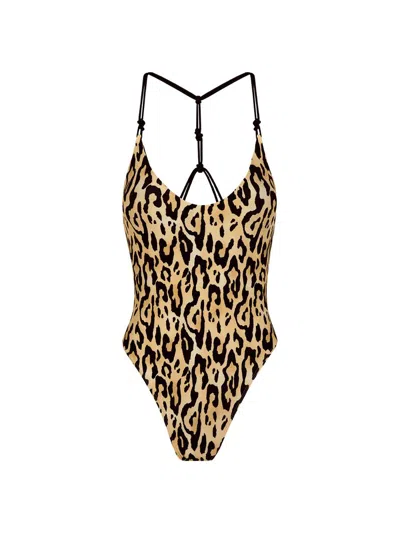 Vix By Paula Hermanny Women's Tyla Leopard-print Cheeky One-piece Swimsuit In Brown