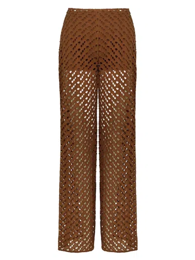 Vix By Paula Hermanny Women's Venice Cotton Wide-leg Pants In Brown