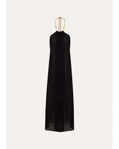 Vix Cloe Cotton Long Cover-up Dress In Black
