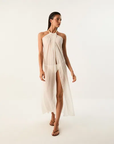 Vix Cloe Long Cover-up Dress In Off White