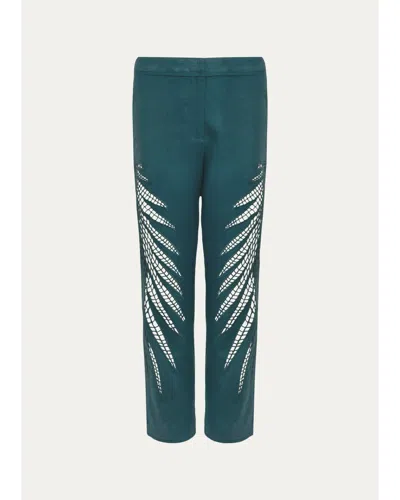 Vix Danna Eyelet Embroidered Cropped Pants In Green