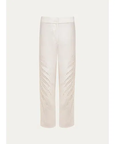 Vix Danna Eyelet Embroidered Cropped Pants In Neutral