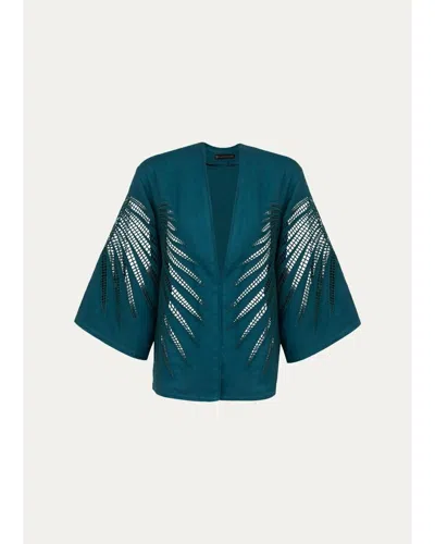Vix Danna Eyelet Embroidered Kimono Coverup In Green