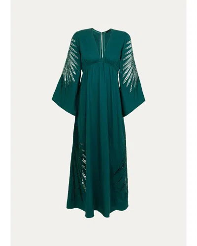 Vix Dema Eyelet Maxi Dress In Green