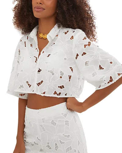 Vix Eloah Embroidered Cropped Top In Off White