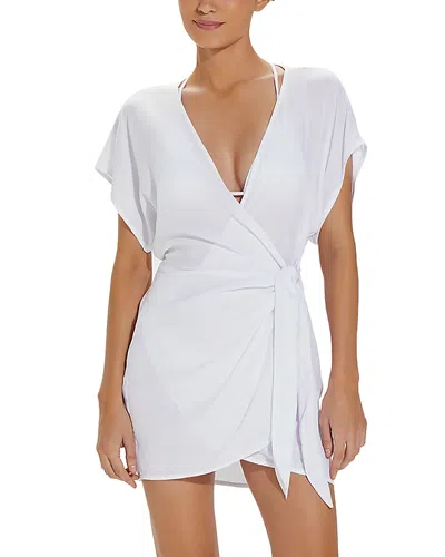 Vix Emily Wrap Dress Swim Cover-up In Off White