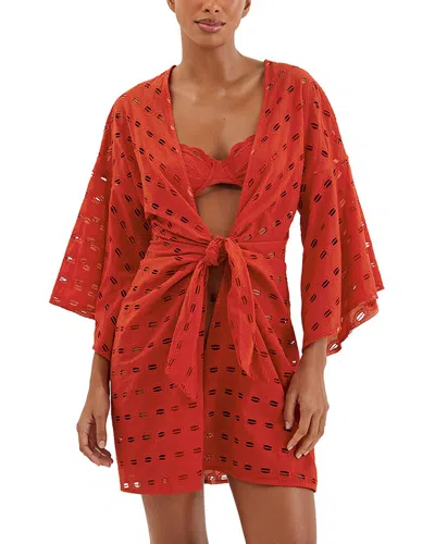 Vix Eyelet Perola Short Cover Up In Red
