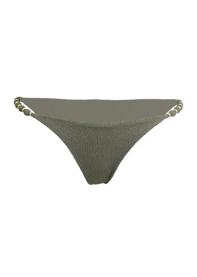 Vix Firenze Beads Cheeky Bikini Bottom Green In Gray