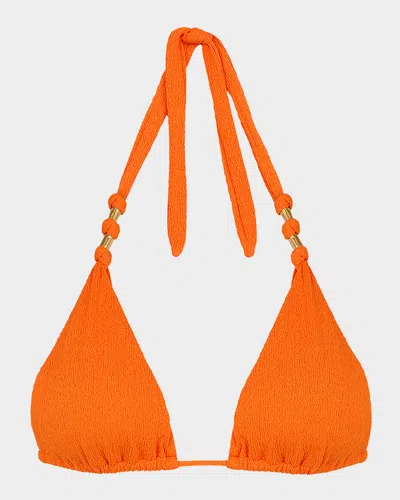 Vix Firenze Paula Beads Triangle Bikini Top In Orange