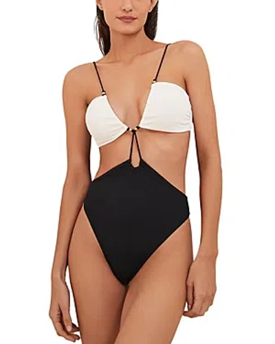 Vix Firenze Two Tone Cut Out One Piece Swimsuit In White