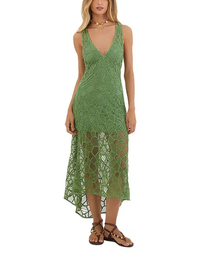 Vix Hollie Crochet Swim Cover-up Dress In Light Green