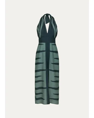 Vix Ina Halter Midi Dress In Blue