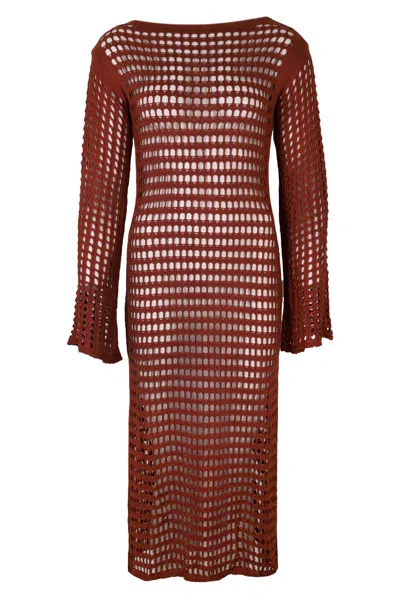 Vix Knit Belle Long Cover Up Devotion In Brown