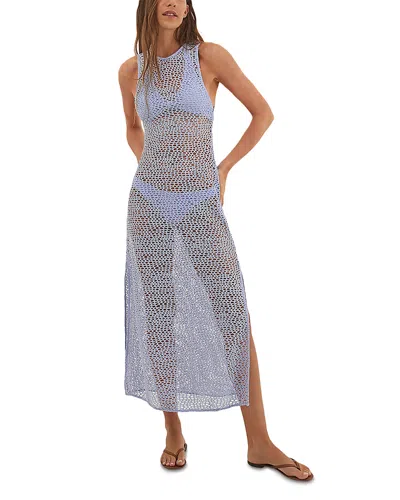 Vix Long Netted Slim Fit Swim Cover-up In Blue