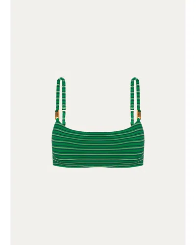 Vix Lucie Striped Bikini Top In Green
