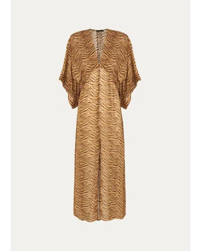 Vix Megan Animal-print Maxi Cover-up Dress In Brown