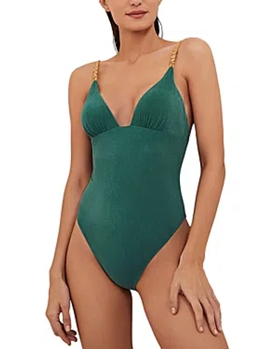 Vix Paige Claire Hardware Strap One Piece Swimsuit In Green