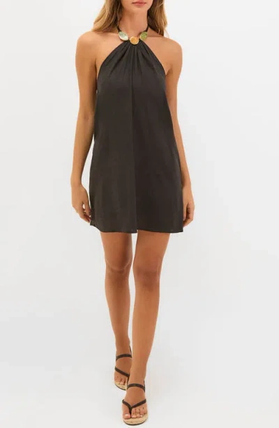 Vix Paula Hermanny Aiden Linen & Cotton Cover-up Dress In Gray