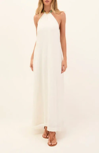 Vix Paula Hermanny Aiden Linen & Cotton Halter Maxi Dress In White