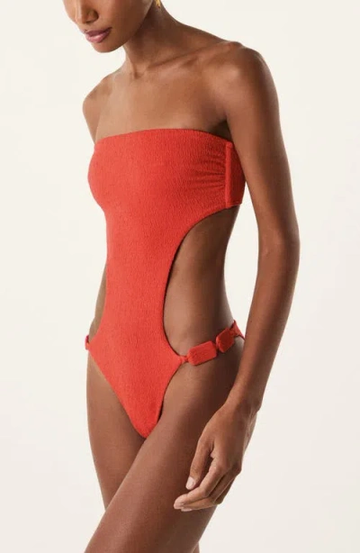 Vix Paula Hermanny Alix Bandeau Cutout One-piece Swimsuit In Brown