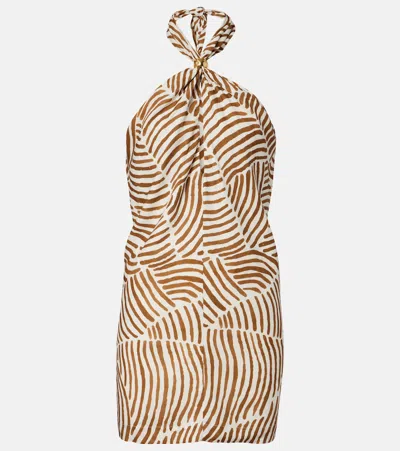 Vix Paula Hermanny Aster Printed Halterneck Minidress In Brown