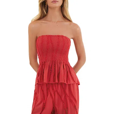 Vix Paula Hermanny Babi Strapless Cover-up Top In Red