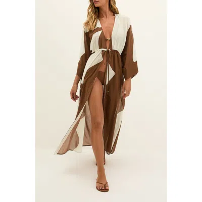 Vix Paula Hermanny Balance Yumi Long Sleeve Cover-up In Animal Print