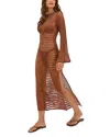 Vix Paula Hermanny Belle Long Sleeve Sheer Cover-up Dress In Brown