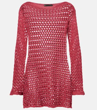 Vix Paula Hermanny Belle Open-knit Beach Cover-up In Red