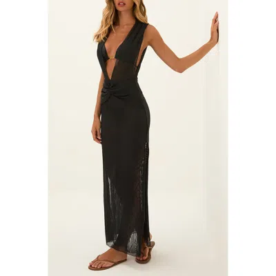 Vix Paula Hermanny Cindy Long Mesh Cover-up Maxi Dress In Black