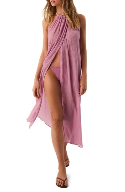 Vix Paula Hermanny Cloe Beaded Cotton Beach Cover-up In Pink