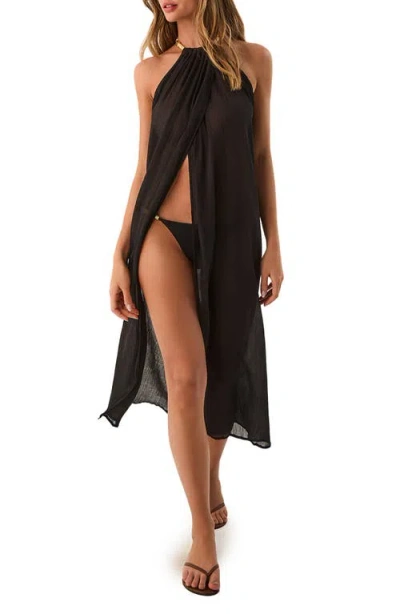 Vix Paula Hermanny Cloe Halter Cover-up Dress In Black