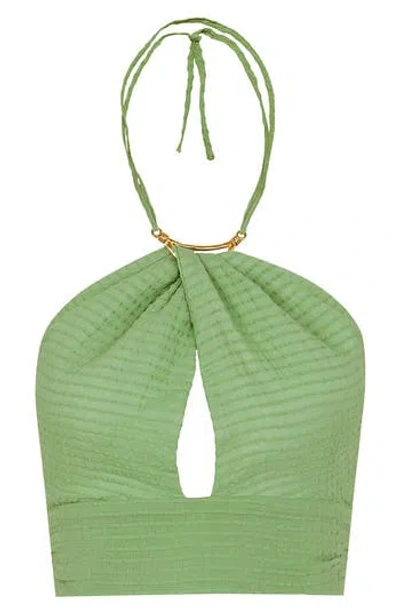Vix Paula Hermanny Coco Halter Cover-up Top In Green