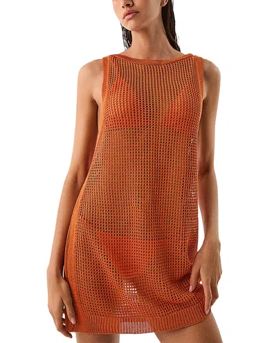 Vix Paula Hermanny Erika Knit Cover-up Minidress In Orange