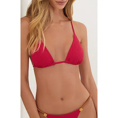 Vix Paula Hermanny Firenze Aika T-back Beaded Triangle Bikini Top In Red