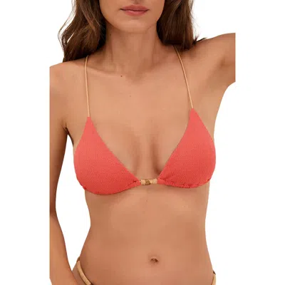 Vix Paula Hermanny Firenze April Crinkle T-back Bikini Top In Pink