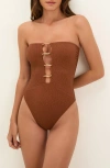 Vix Paula Hermanny Firenze Judy Strapless One-piece Swimsuit In Brown