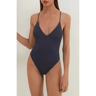 Vix Paula Hermanny Firenze Textured One-piece Swimsuit In Blue