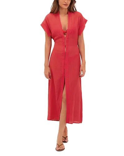 Vix Paula Hermanny Fuji Cover Up Midi Dress In Orange