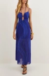 Vix Paula Hermanny Gemstone Mina Plunge Midi Cover-up Sundress In Blue Multi
