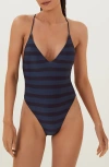 Vix Paula Hermanny Harmonie Alba Open Back One-piece Swimsuit In Blue
