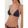 Vix Paula Hermanny Harmonie Alba T-back Beaded Triangle Bikini Top In Blue