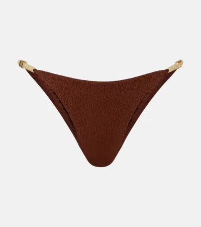 Vix Paula Hermanny Harper Beaded Bikini Bottoms In Brown